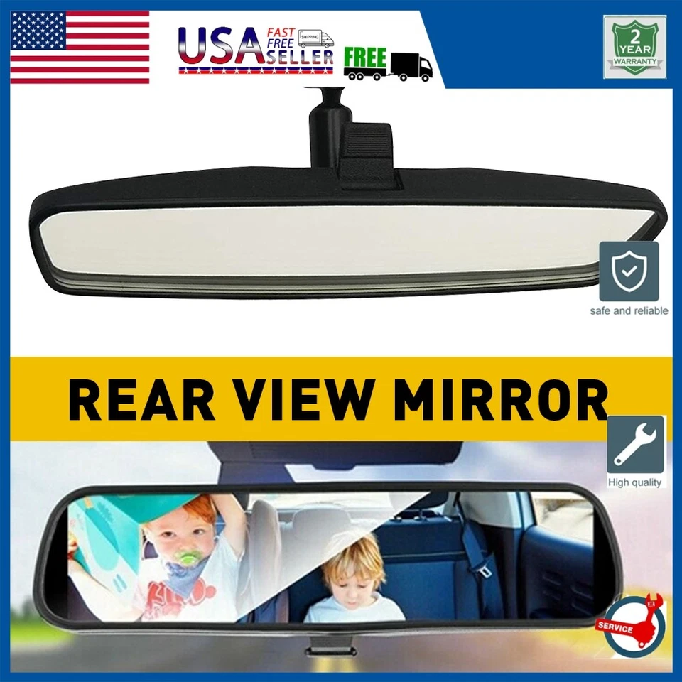 Espejo retrovisor gran angular interior negro 8" para coche SUV camión universal Foto 1 de 4