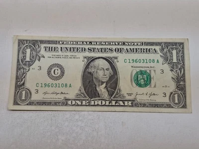 31 AUG 1960 REVERSE BIRTHDAY NOTE C 1960 31 08 A, 1$ ONE DOLLAR BILL - Image 1 of 4