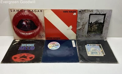 Lot of Six Vinyl Records - Led Zepplin, Van Halen, Rush, Pink Floyd - Image 1 of 2