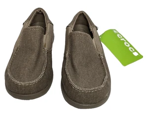 Crocs Kids' Santa Cruz II Pre-School Slip On Loafer Khaki/ Cobblestone Size C 13 - Picture 1 of 5