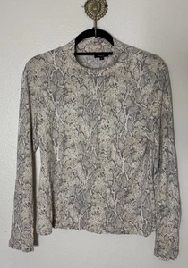 Rails Shirt Damen creme grau Ray Schlangenleder Print Stehkragen Langarm Gr. M - Bild 1 von 6
