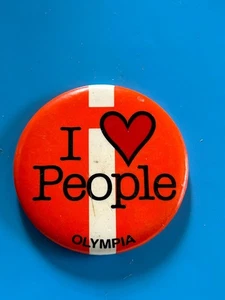 Vintage I Love People Pinback Olympia WA Washington Pin Button - Picture 1 of 3