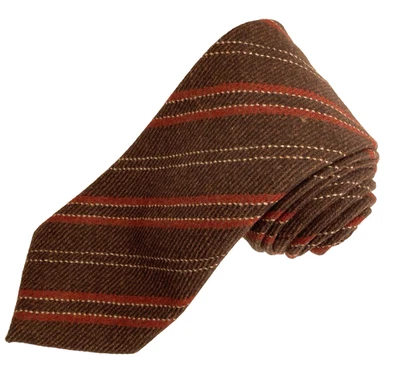 Corbata a rayas marrón y roja ERMENEGILDO ZEGNA 90% lana 10% cachemir / Italia 62" XL Foto 1 de 4