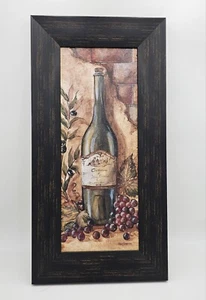 Wine Bottle & Grapes Large Framed Wall Hanging Art Print 25.5" X 12.5" - Picture 1 of 17
