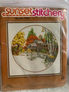 Sunset Stitchery Fall Mill Pond Cross Stitch Kit - New - Picture 1 of 4