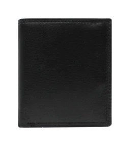 Herren Rindleder Geldtasche Doppelnaht Geldbörse schwarz - Picture 1 of 3