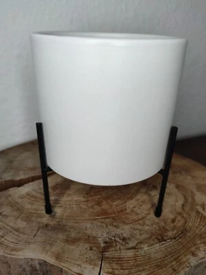 Blumen Übertopf auf Füßen Ständer Blumentopf weiß Porzellan/Keramik 10cm  - Bild 1 von 4