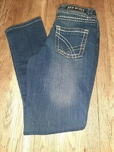 RED RIVET BLUE JEAN DENIM PANTS YOUTH SZ 12 - Picture 1 of 5