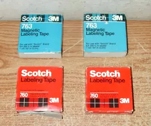 ZWEI SCOTCH 3M 763 MAGNETISCHE BESCHRIFTUNGSBÄNDER & ZWEI 760 BESCHRIFTUNGSBÄNDER - ALLE SIND 3/4" - Bild 1 von 7