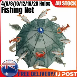 4-20 Holes Foldable Fishing Net Shrimp Cast Cage Crab Fish Crayfish Prawn Trap - Picture 1 of 24