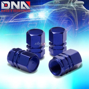 4 X ALUMINUM METAL BLUE TIRE/RIM VALVE AIR PORT DUST COVER STEMS CAP/CAPS RT059 - Picture 1 of 4