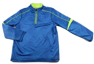 Asics Boys Stretch Polyester LS 1/4 Zip Blue Striped Activewear Shirt Youth M - Picture 1 of 9