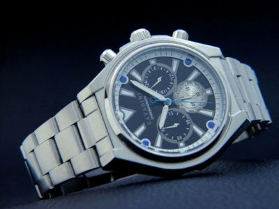 CAVADINI Chronograph Herrenuhr Designer Edelstahl 10 BAR Schwarz-Silber CV-1617 - Bild 1 von 2