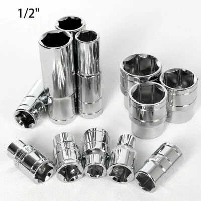1/2" Socket Shallow & Deep Square Drive 8mm-32mm Metric Ratchet Hex Sockets Cr-v - Image 1 of 4