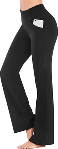 Bootcut Yoga Pants with Pockets for Women Wide Leg Pants High Waist Workout Pant - Picture 1 of 5