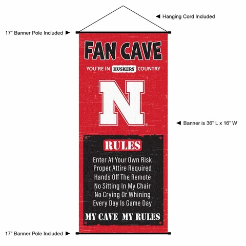 University of Nebraska Cornhuskers Man Cave Fan Room Banner Poster Art Canvas Cover