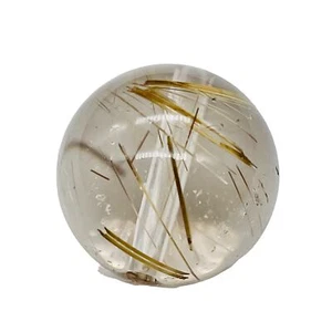 AAA Smokey Rutilated Quartz 15mm Bead | Gold Rutiles | 1 Bead | - Picture 1 of 11