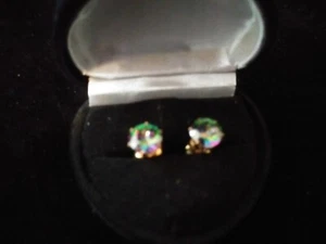 14k YELLOW GOLD CLAD LAB CREATED COLOR CHANGE STUD EARRINGS 7MM + bonus - Picture 1 of 1