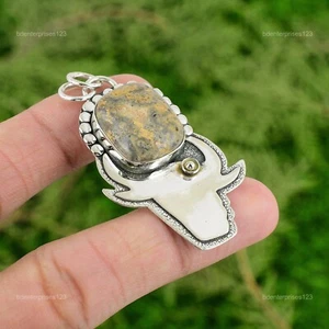 925 Sterling Silber Strahlender Ozean Jaspis Edelstein Frau Unikat Hochzeit Anhänger - Bild 1 von 6