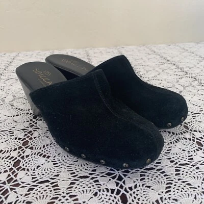 Zapatos Sbicca Plataforma Cuña Mula Cuero Gamuza Negro Mujer Talla 9 Foto 1 de 4