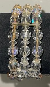 Vintage Crafting Wear Crystal Clear Wire Cuff Bracelet JH-56 - Picture 1 of 11