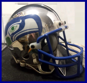 rare Seattle Seahawks Mini Helmet 'Chromed'  #'d 141 /2000 with helmet cube