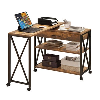 360° Rotating Sofa Side Table Mobile Swivel Rolling Desk Living Room Home Office - Image 1 of 4