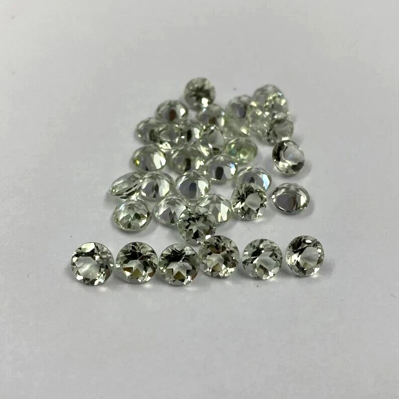 Lote de 20 piezas de piedras preciosas sueltas corte facetado forma redonda amatista verde natural de 4,5 mm Foto 1 de 4