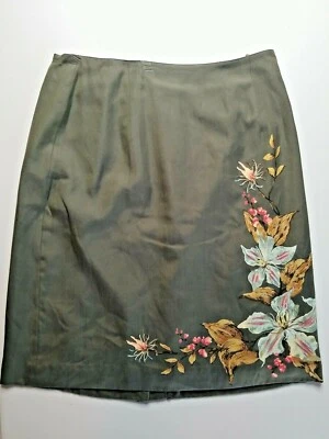 Coldwater Creek Womens Petite 8 Silk Blend Floral Lined Pencil Skirt - Image 1 of 4