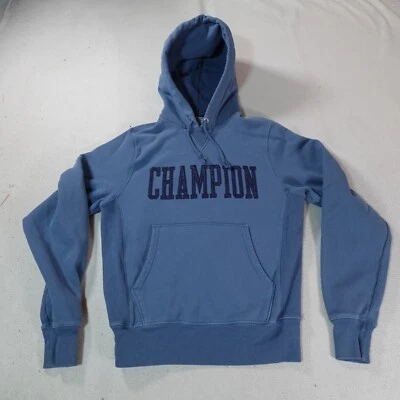 Champion Sudadera con Capucha Tejido Inverso Para Hombres Pequeña Azul Sudadera Pullover Exterior Top Foto 1 de 4