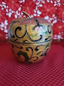 Vintage Penco Cloisonne massiv emailliert geätzt Deckel Messing Apfel Schmuckschatulle  - Bild 1 von 11