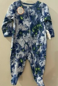 Wonder Nation Sleep-n-Play Blue Green Tie Dye Zipper Footie sizes Pr,NB,0-3m#GC1 - Picture 1 of 2