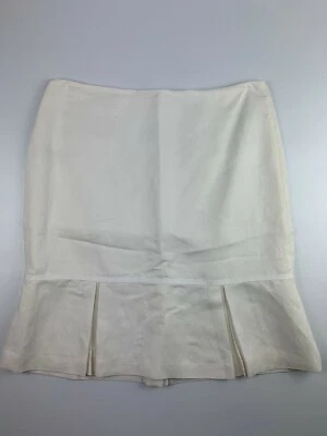 Falda plisada forrada de mezcla de lino blanco 8 Ann Taylor Loft para mujer Foto 1 de 3