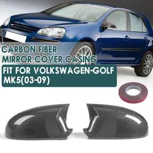 M-Style Carbon Fibre Pattern Wing Mirror Caps For VW Golf MK5 2003-2009 - Picture 1 of 4
