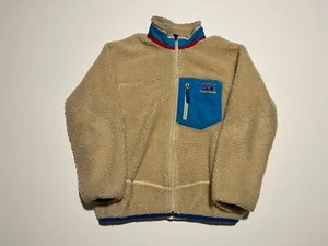Patagonia  Retro-X Deep Pile Full Zip Fleece Jacket Sz Youth Large 12 Oatmeal - Picture 1 of 13