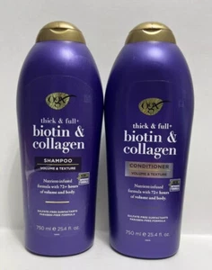 Set Of 2 OGX Thick & Full + Biotin & Collagen Shampoo/Conditioner-25.4oz-New - Picture 1 of 5