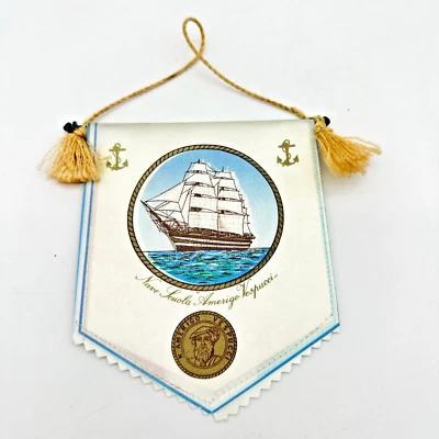 Pennant Nave Addestramento Italiana Amerigo Vespucci Vintage - 5" x 4" Decorazione Nautica - Immagine 1 di 4