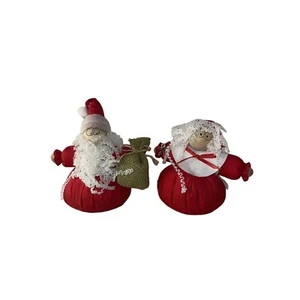 Mr. and Mrs. Santa tabletop ornaments Christmas handmade Burlap Bag Holidays - Picture 1 of 8
