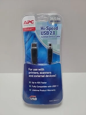 APC HI-Speed USB 2.0 Certified Device Cable 10 ft/3.0m USB A To USB B - NIB - Image 1 of 2