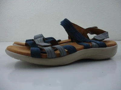 Women's 10 M SAS Pier Oceania Adjustable Slingback Sandals Nubuck Blue Gray USA - Image 1 of 4