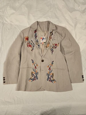 Vintage Western Style Embroidered Cotton and Linen Blazer - Image 1 of 4