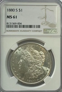 1880-S Morgan Dollar, MS 61 NGC, NR. - Picture 1 of 2