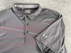 Under Armour Poloshirt Herren Größe 2XL Grau Linien Golf Freizeit Kurzarm Logo - Bild 1 von 10