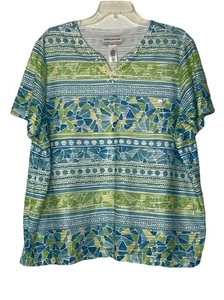 Camisa Alfred Dunner Mujer Top Talla 1X Forrada Pullover Cuello Adornado Azul Verde - Imagen 1 de 11