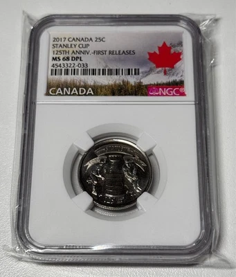 Canada 2017 25c 125th Ann Of The Stanley Cup First Releases NGC MS68 Coin RARE - Image 1 of 2