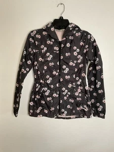 Abercrombie Hooded Windbreaker Rain Jacket Pink Floral Girls M (12) Lined Zip - Picture 1 of 4