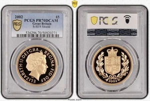 2002 Great Britain Gold Proof £5 Five Pound Sovereign PCGS Graded PR70 DCAM - Picture 1 of 2