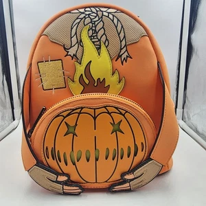 Mini zaino Loungefly Trick 'R Treat Flaming PumpkinHead Sam Light Up Glow nuovo con etichette - Foto 1 di 7