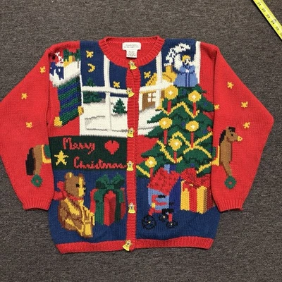 Vintage Eagles Eye Alexandra Bartlett Christmas Cardigan Sweater Women’s Medium - Image 1 of 4