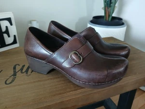 Dansko Women's Tamara Pump Size 40 8.5-9  Block Heel Slip On Shoe Brown Leather - Picture 1 of 6